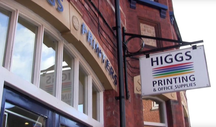 The shop front of Higgs and Co Printers Limited
